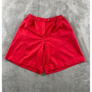 Coral Bay Golf Red Pleated Front Petite Shorts Size 12P Elastic‎ Back High Rise